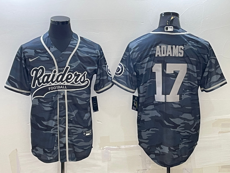 Men's Las Vegas Raiders #17 Davante Adams Grey Camo With Patch Cool Base Stitched Baseball Jersey Men's Las Vegas Raiders #17 Davante Adams Grey Camo With Patch Cool Base Stitched Baseball Jersey
